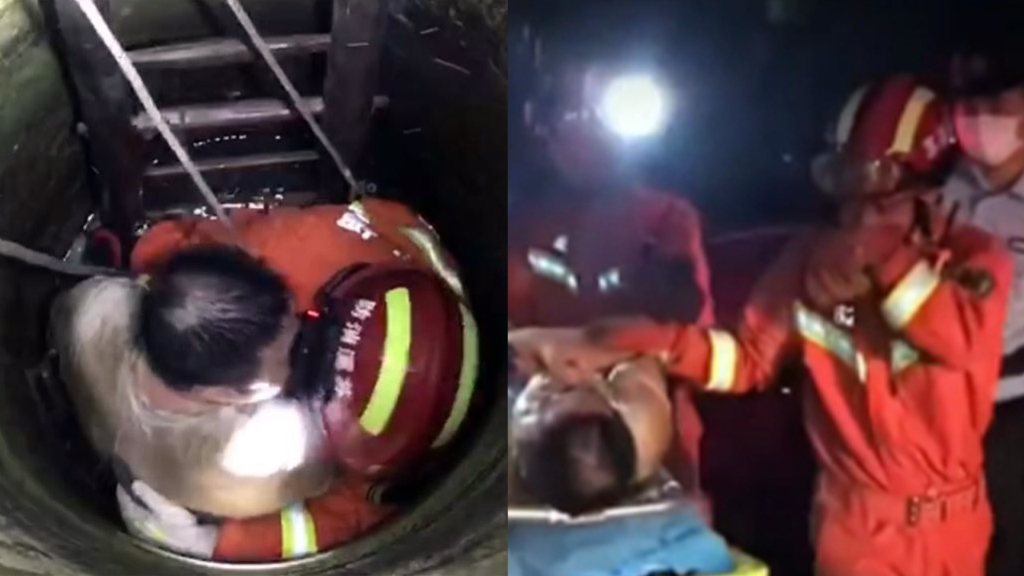 醉漢失足摔井裡　消防員救援一半慘遭強吻！