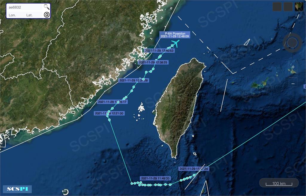 快新聞／美軍P-A8偵察機穿越台灣海峽　中國智庫PO路徑圖：罕見