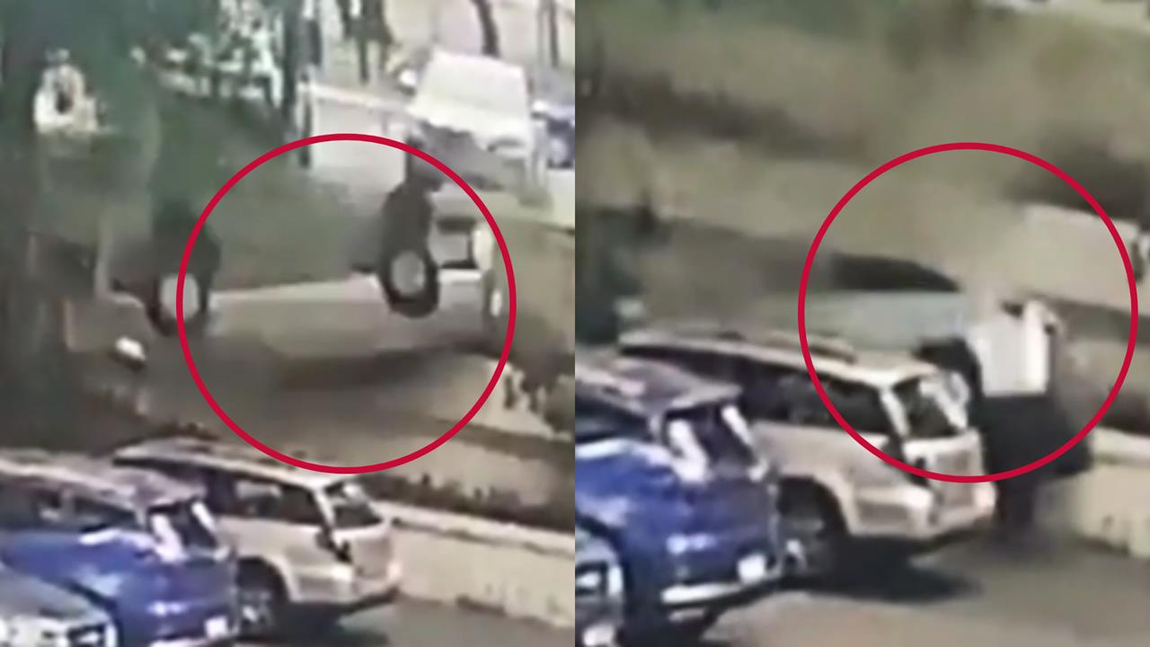 86歲阿嬤誤踩油門「飛車入格」!汽車翻滾360度墜落5公尺「完美停車」畫面曝光