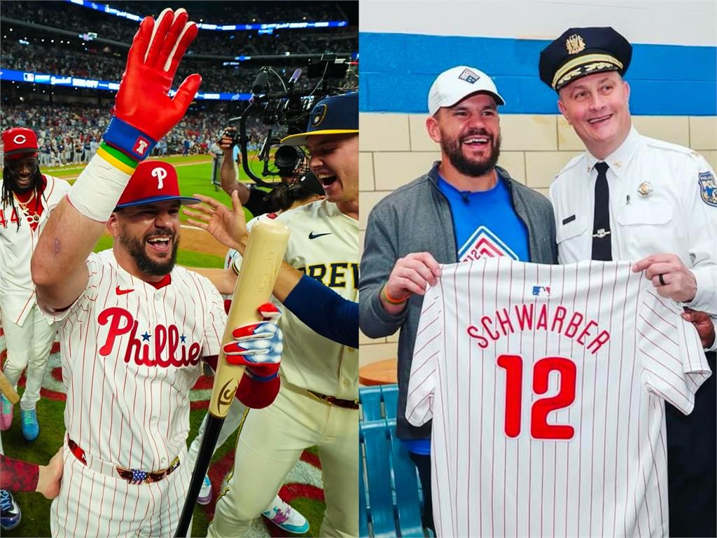 MLB(影)／三轟封神不忘初心！費城人重砲史瓦伯為國聯奪勝、也為社區點燈