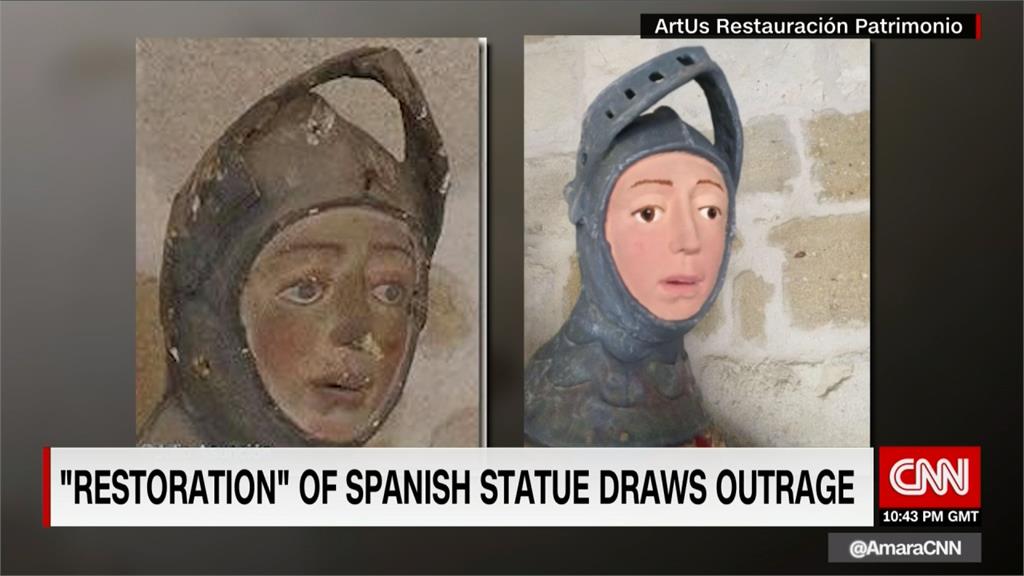 修復古蹟「非專業」 西班牙中世紀雕像慘遭整型劣化