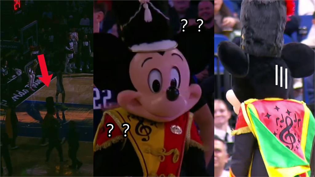NBA(影)／怎有米老鼠亂入？迪士尼巨形人偶誤以為暫停　走進球賽再尷尬退場
