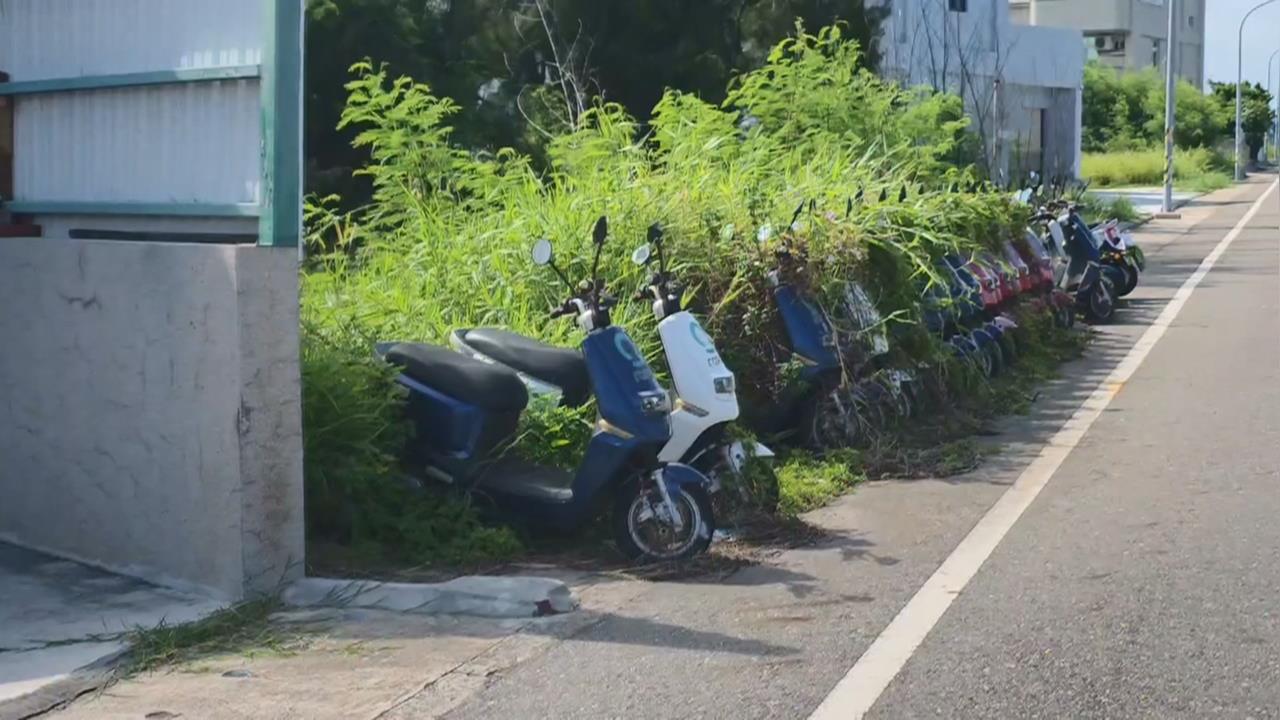 澎湖街頭奇景!? 整排荒廢電動車長草如戰術偽裝