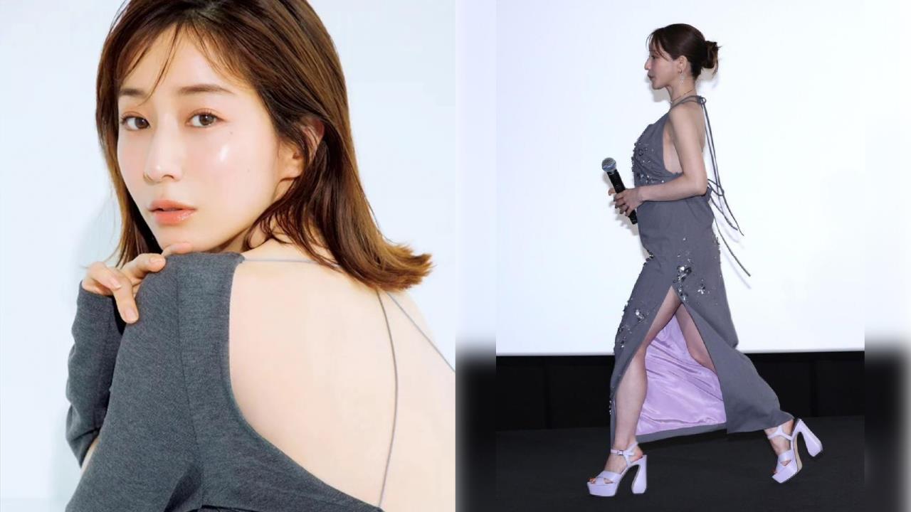 挺孕肚踩10公分高跟！田中美奈實婚後首登場「下身開高衩」網憂喊危險