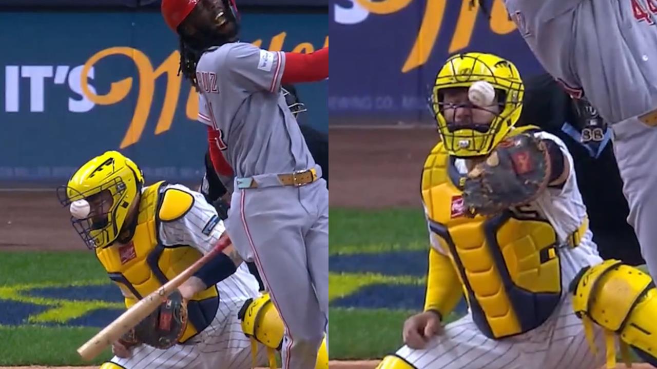 MLB(影)／時間停止器！紅人球星擦棒球「塞進」捕手面罩　隔天棒打道奇後援猛開轟