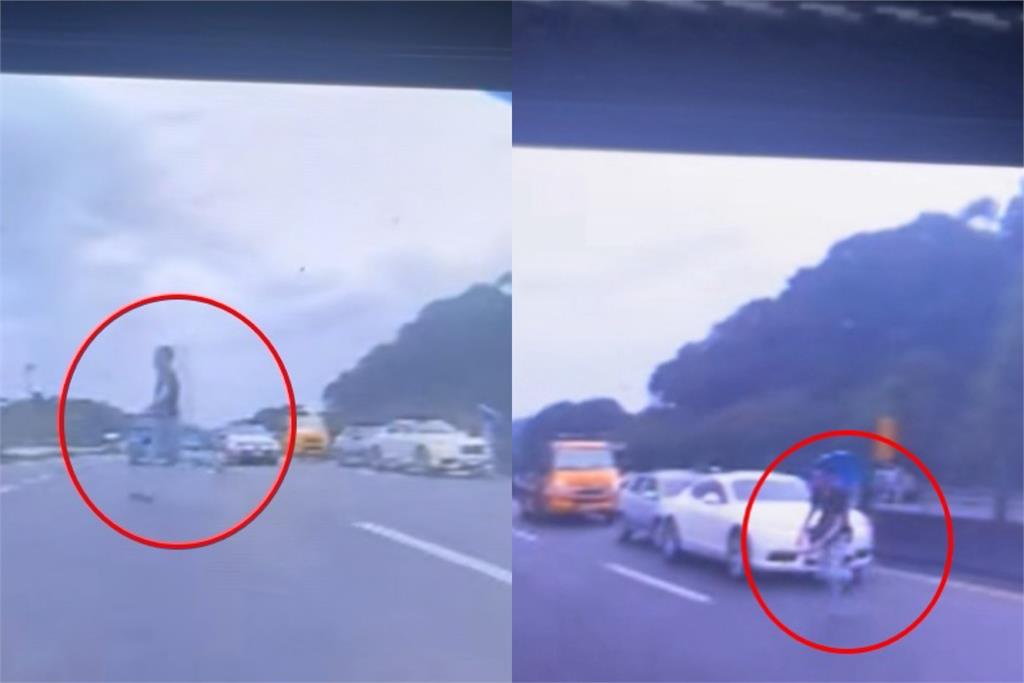快新聞／國3追撞事故！黑衣男橫越車道落跑畫面曝　疑逃逸移工追緝中