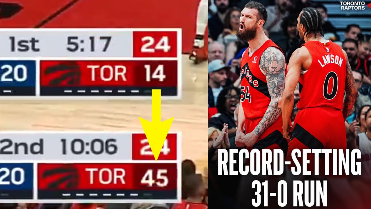 NBA(影)／7分鐘狂掃「31比0」！暴龍演出「超巨洪流」創近30年最長連續得分