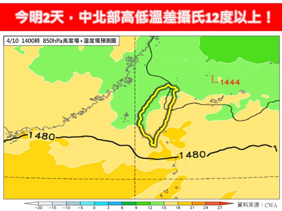 快新聞／鋒面通過白天易有雷雨、陣雨！　專家提醒：明回暖溫差達12度以上