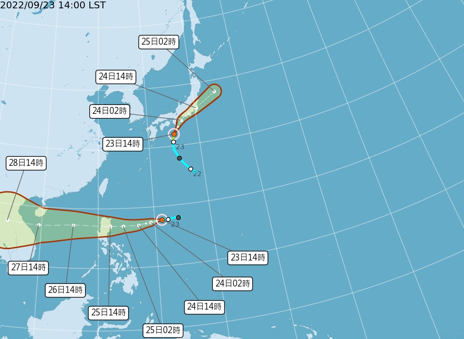 2颱風「接力生成」路徑曝光！氣象局示警「3地區」嚴防局部大雨