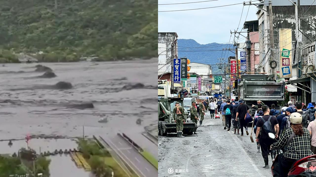 一眼看新聞／馬太鞍溪堰塞湖溢流釀災奪命　「鏟子超人」成台灣最美風景！