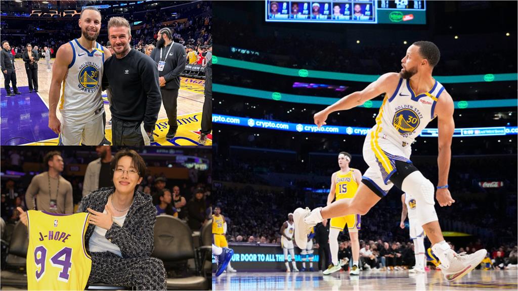 NBA(影)／勇湖神仙打架眾星雲集　貝克漢、BTS舞王在場見證柯瑞反勾神技