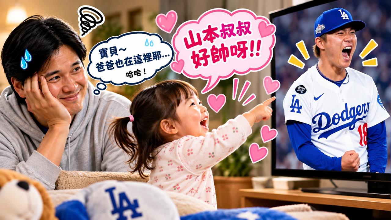 MLB(影)／大谷翔平的新情敵出現了！1歲愛女看到山本由伸嗨翻　老爸只能苦笑