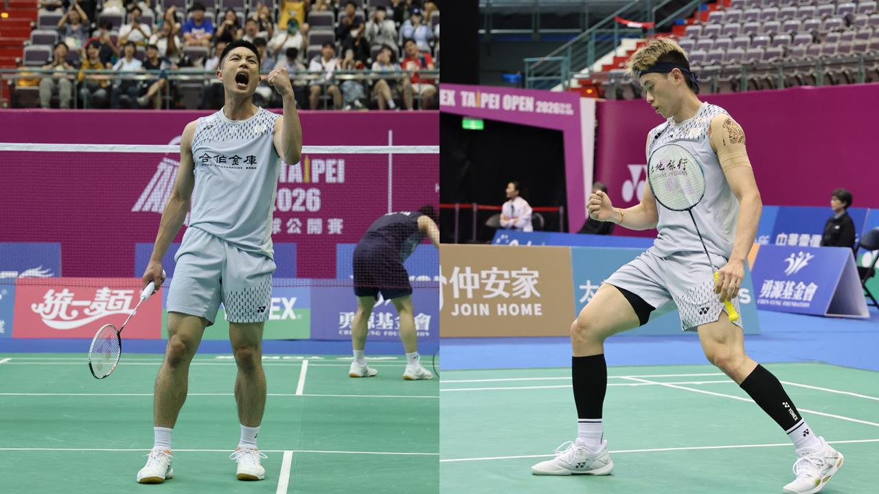 羽球(影)／台灣一、二哥都晉級！周天成、林俊易攜手闖台北羽球公開賽4強