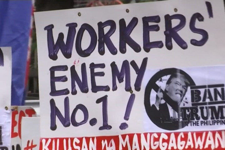 川普人未到菲律賓 馬尼拉街頭已現抗議人潮