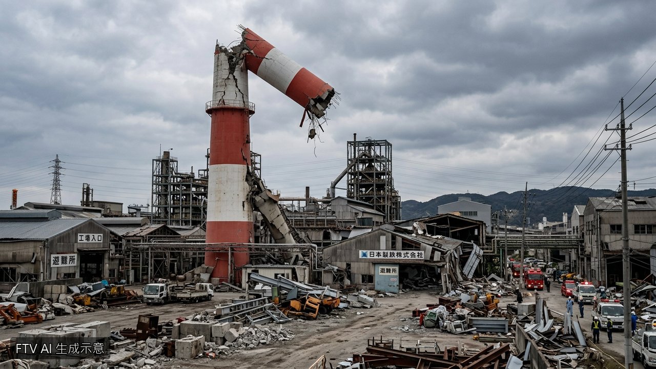 日本強震襲擊！日本製紙工廠煙囪倒塌　釀5死4失聯