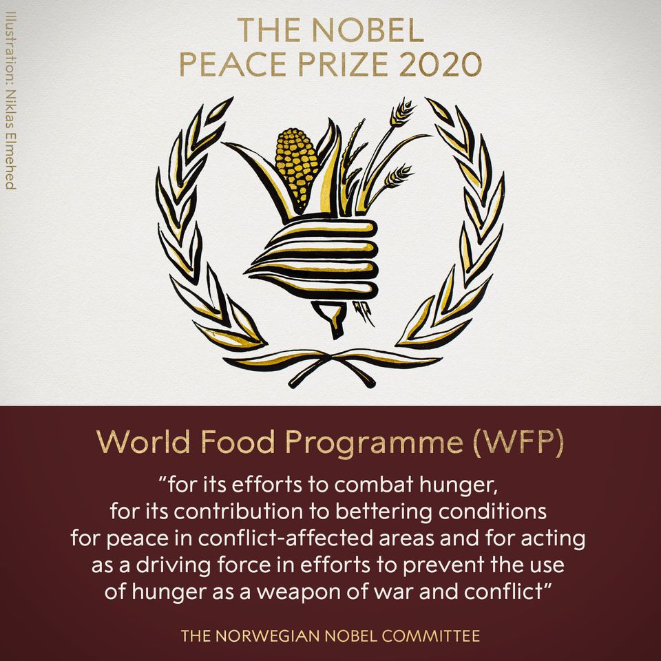 快新聞／2020年諾貝爾和平獎揭曉 「世界糧食計劃署」獲獎