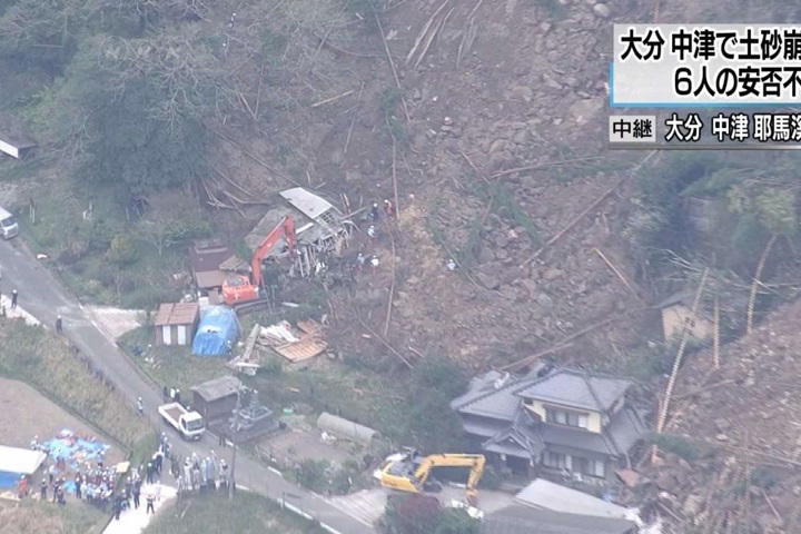 日本九州山崩淹埋民宅 1男5女生死未卜