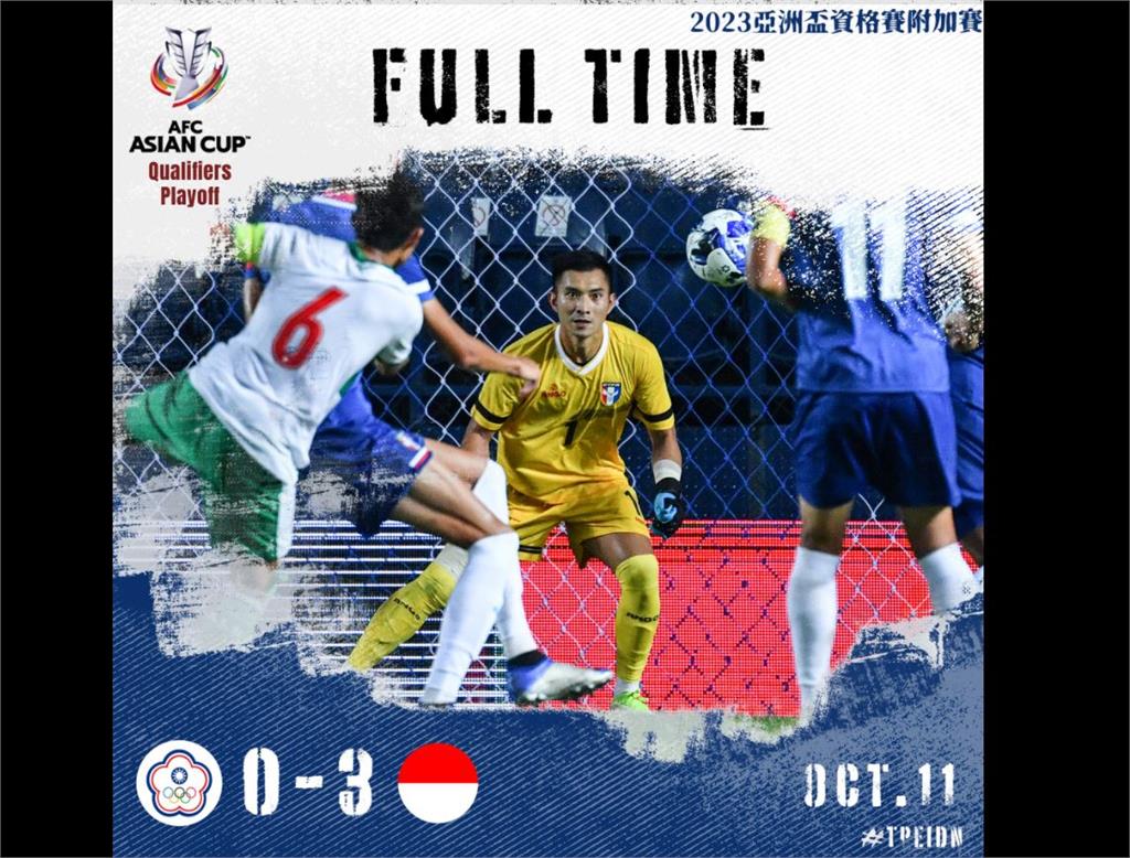 台灣男足0比3不敵印尼　無緣晉級亞洲盃資格賽