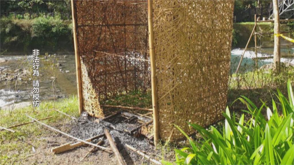 烏來蝴蝶公園「背簍」裝置藝術　造價近百萬揭牌10天被縱火