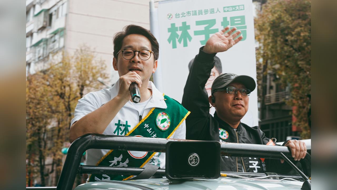 林子揚連假首度站上宣傳車　南中山車掃練習展現參選決心