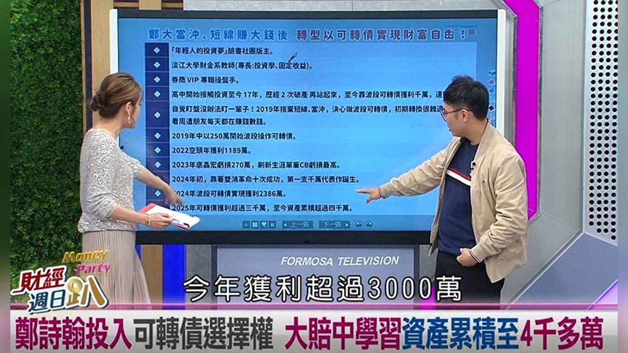 週日趴(影)／鄭詩翰投入可轉債選擇權 大賠中學習資產累積至8千多萬