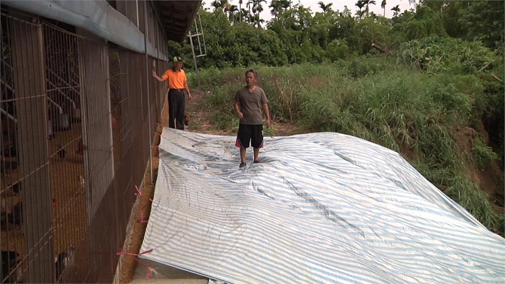 大雨下不停  嘉義赤蘭溪一處養雞場後方崩塌