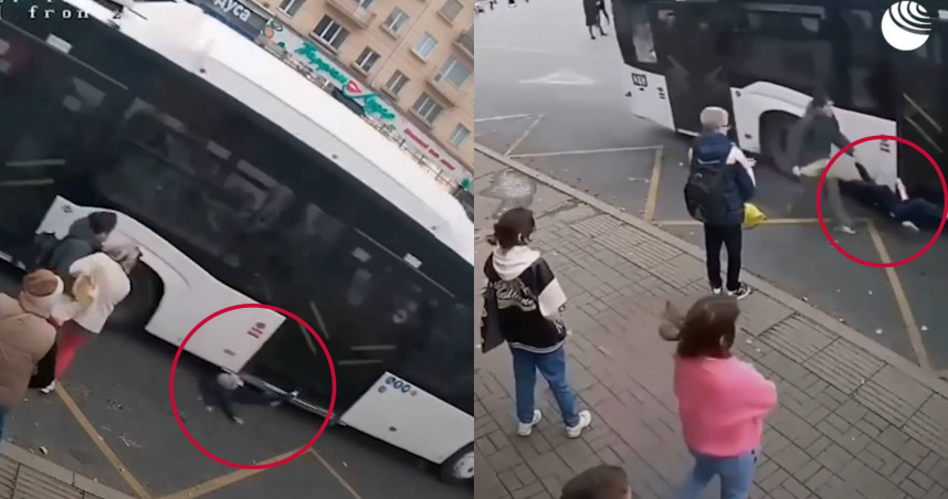 驚險瞬間！被公車門夾腿　俄羅斯男童遭拖行數公尺
