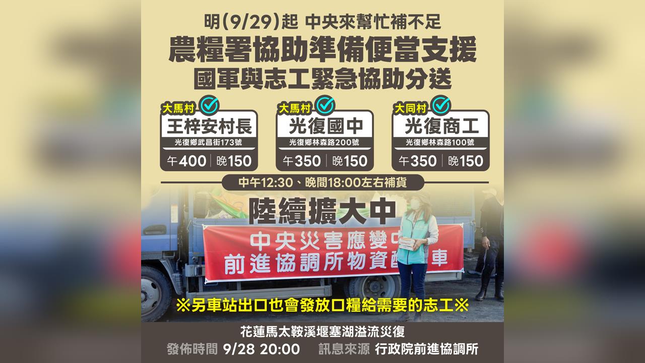 快新聞／經濟部當鏟子超人後盾　明起花蓮災區「定時、定點」發便當