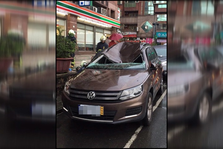 汐止男子墜樓壓壞轎車車頂  幸運保住命