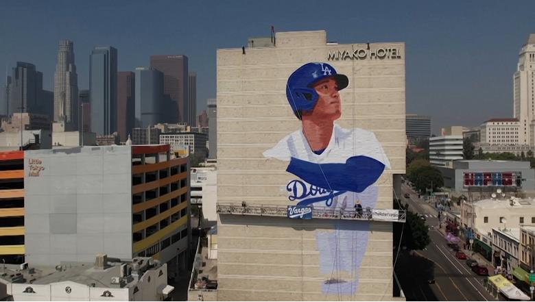 球迷打卡新地標？　洛杉磯「小東京」現14層樓高大谷壁畫