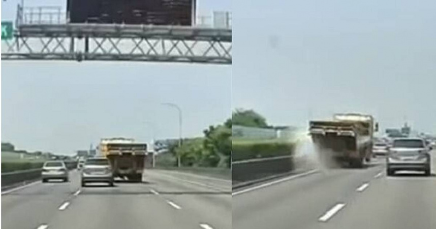 拖吊車國道逆向打燈狂飄移　連跨3道撞分隔島嚇壞駕駛