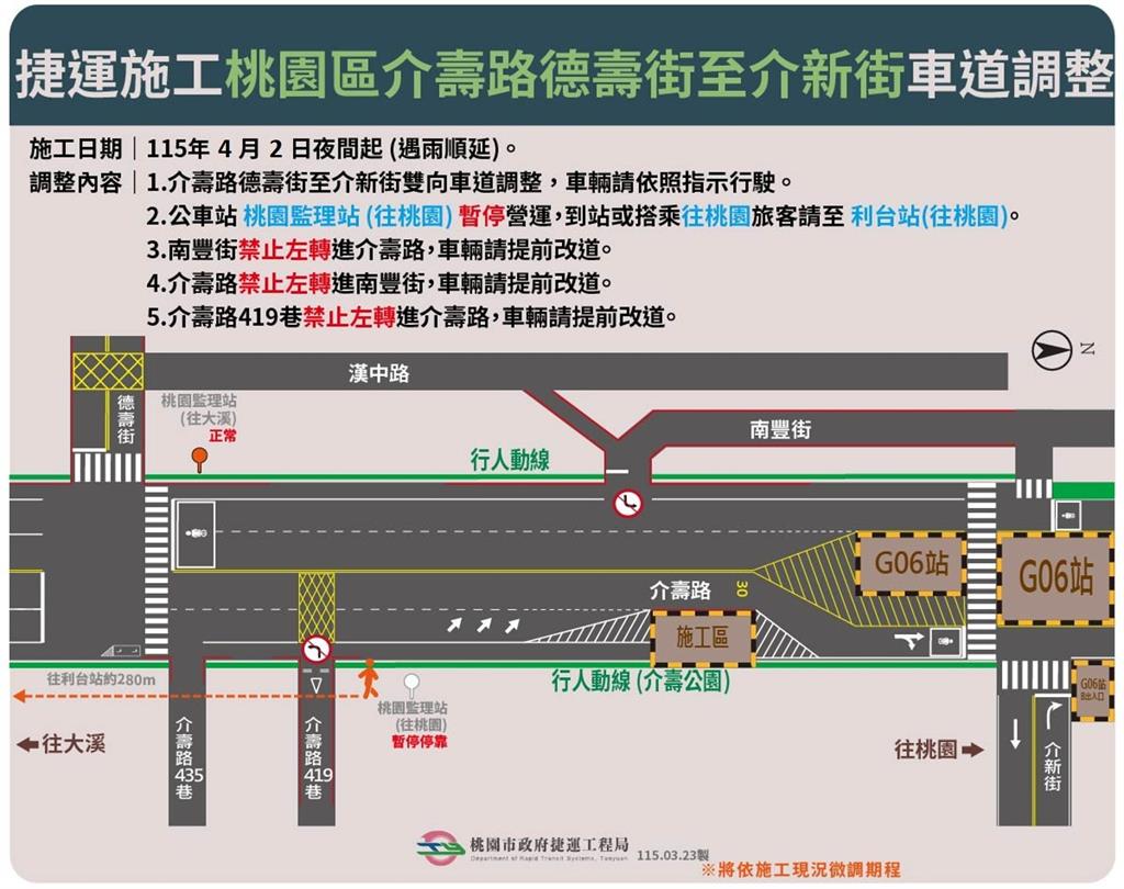 用路人注意!因應捷運綠線施工 桃園區這路段4/2夜間起車道調整