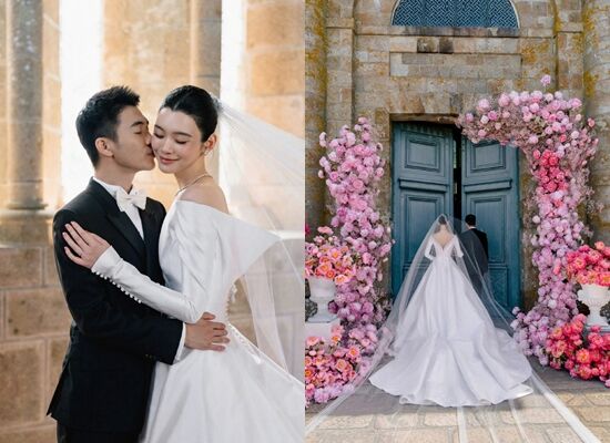 何猷君、奚夢瑤法國辦世紀婚禮　戴839萬名錶披Dior白紗