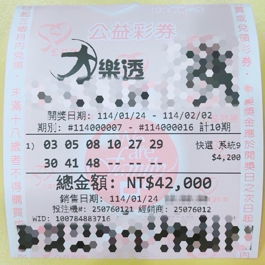 42人集資抱走大樂透頭獎嗨翻　威力彩連摃28期 2月6日頭獎上看9.5億元
