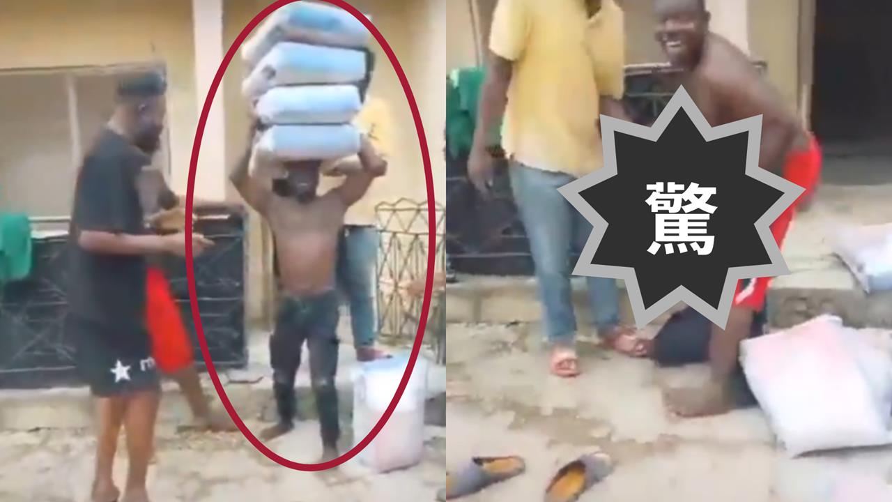 和朋友打賭扛4袋水泥　男慘被200公斤壓垮「當場對折」倒下畫面曝光