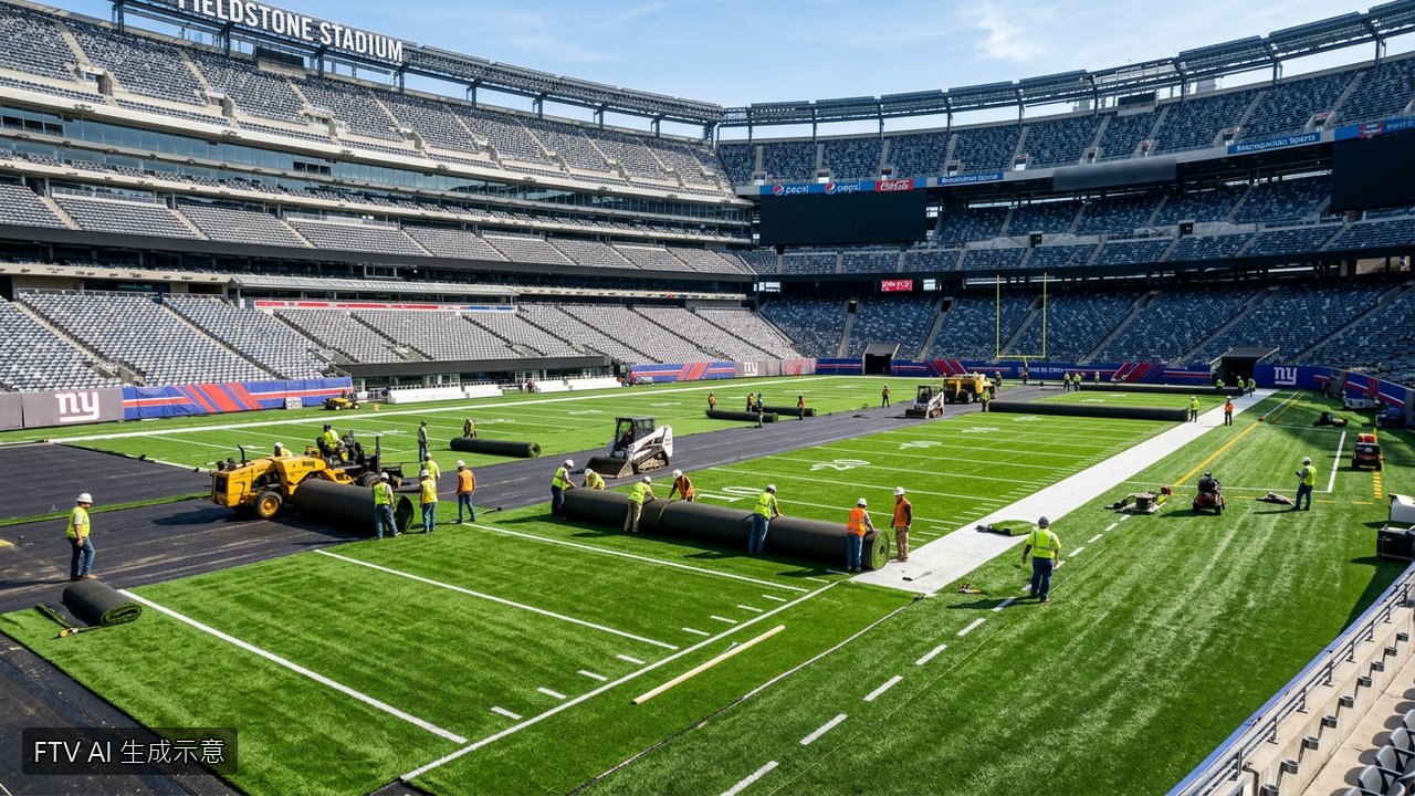 NFL愛國者熱身賽前 吉列體育場緊急更換全新人工草皮
