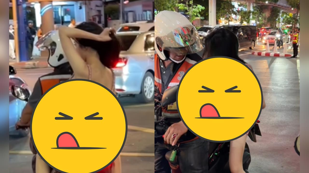 正妹坐機車「激薄睡衣猛遭吹開」！彎腰下車「哥吉拉掉出來」百萬網猛看真身被挖了