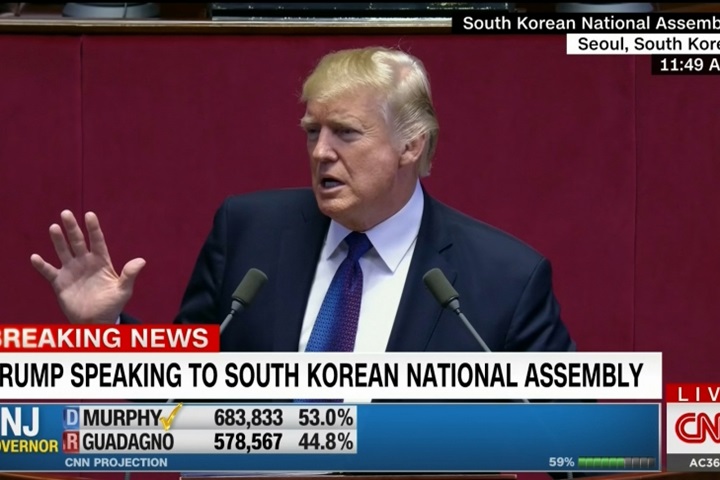 川普訪韓國會演說 警告北朝鮮勿小看美國