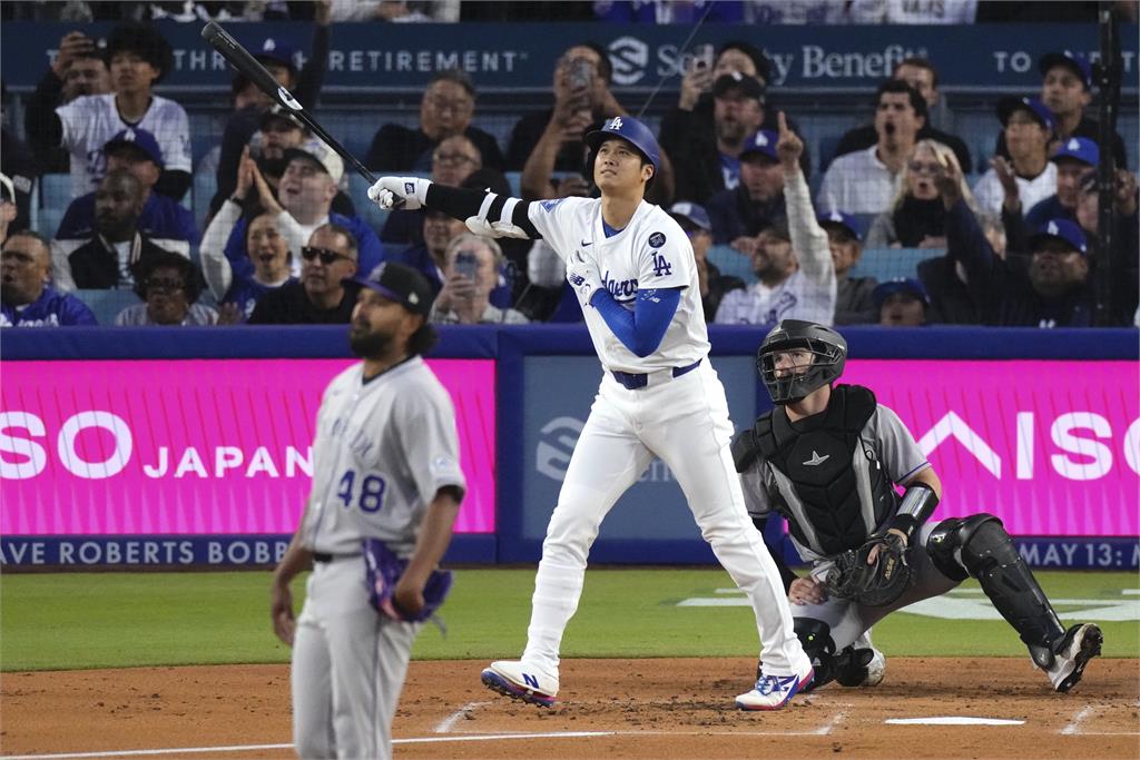 MLB(影)／大谷翔平首局首打席炸裂！道奇8：7險勝落磯完成橫掃