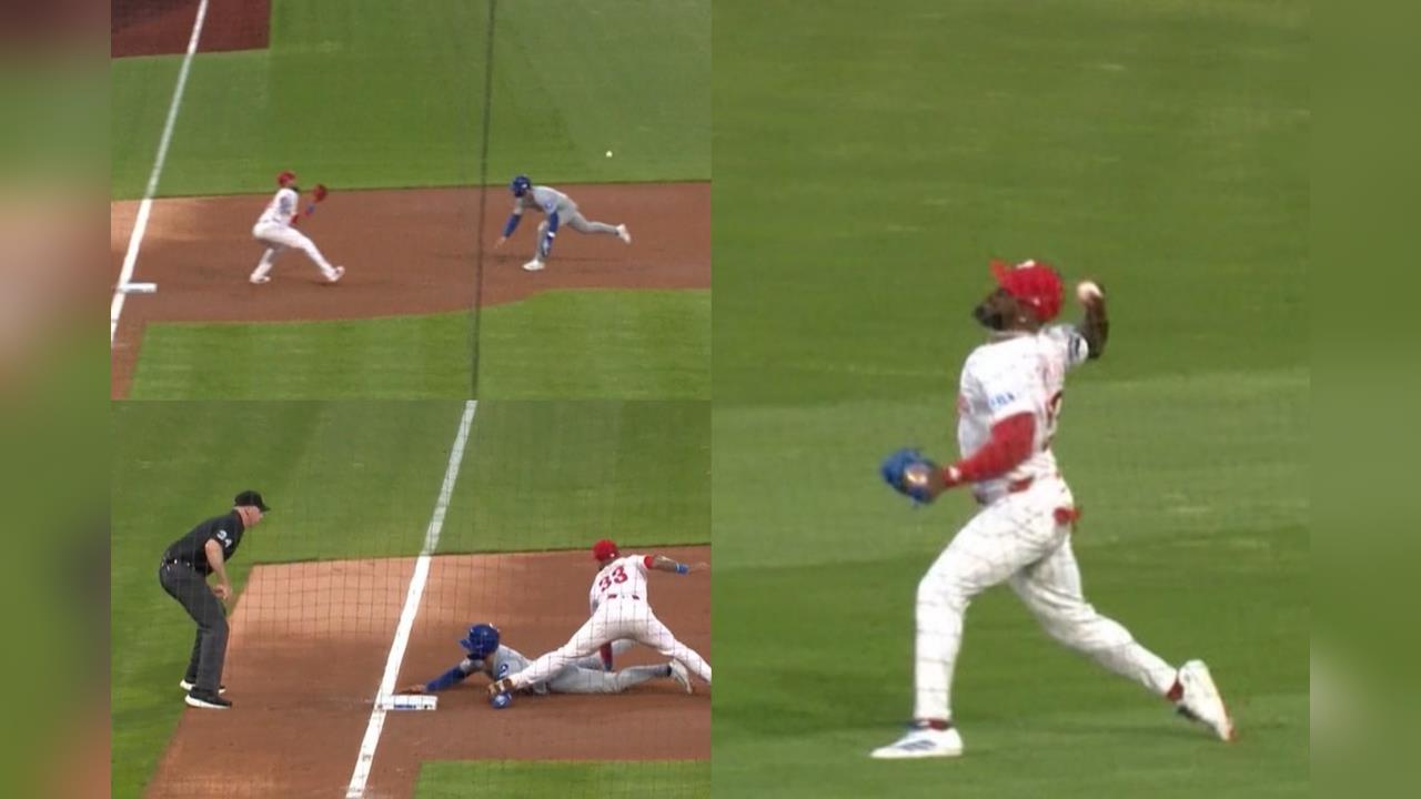 MLB(影)／時速152公里的雷射肩！賈西亞精準長傳三壘演出不可思議助殺美技