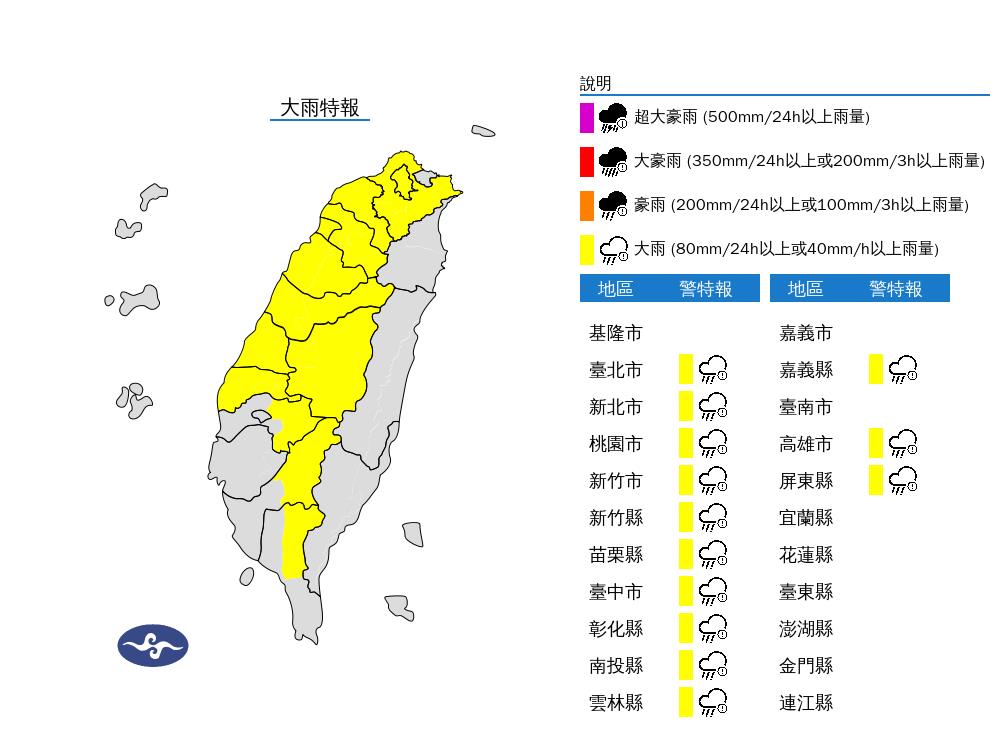 快新聞/下班記得帶傘!13縣市大雨特報 大雷雨炸6地區