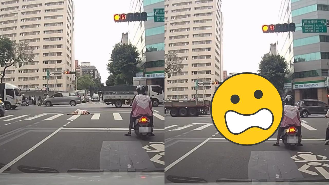 獨/台北長髮女突倒馬路中央!22秒後他衝出「做1事」讓眾人看呆:掉一層皮