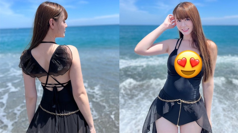 短今深黑辣泳衣「這裡陷了」!全身「藏滿亮點」嬌喊3字美翻全網