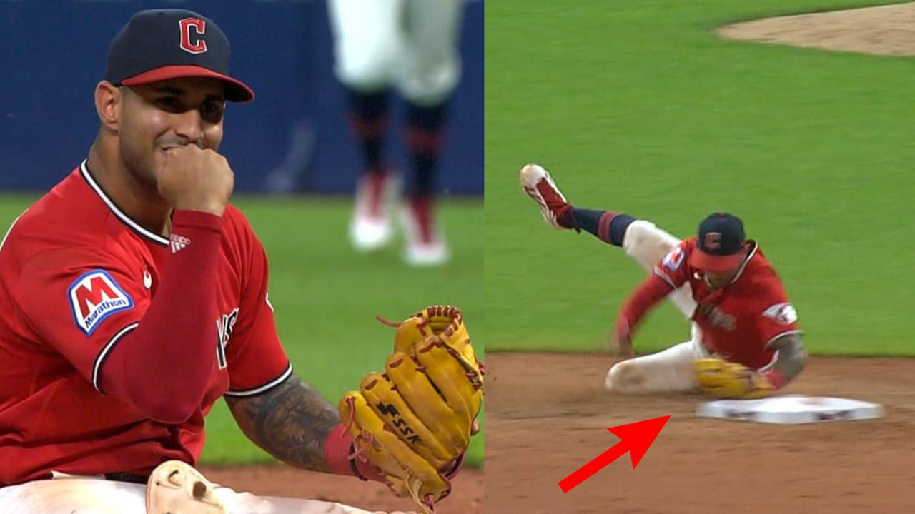 MLB(影)／你說不出看過更好的！守護者游擊「滑接手套碰壘」秀七星級雙殺守備