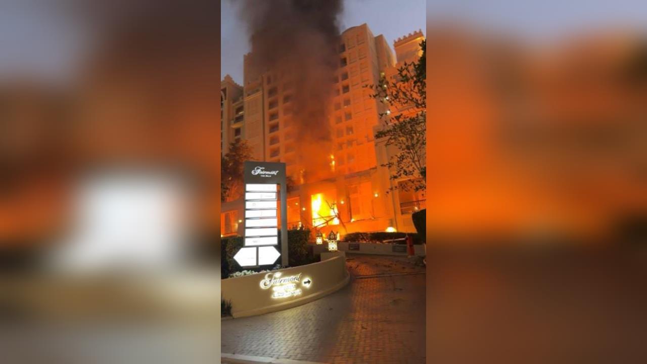 快新聞／伊朗無人機攻擊影片曝光！杜拜五星級飯店、知名地標起火