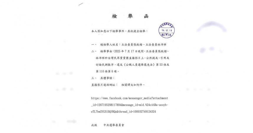 張啓楷、林沛祥公然談民調？　吳崢具名檢舉：最高罰200萬