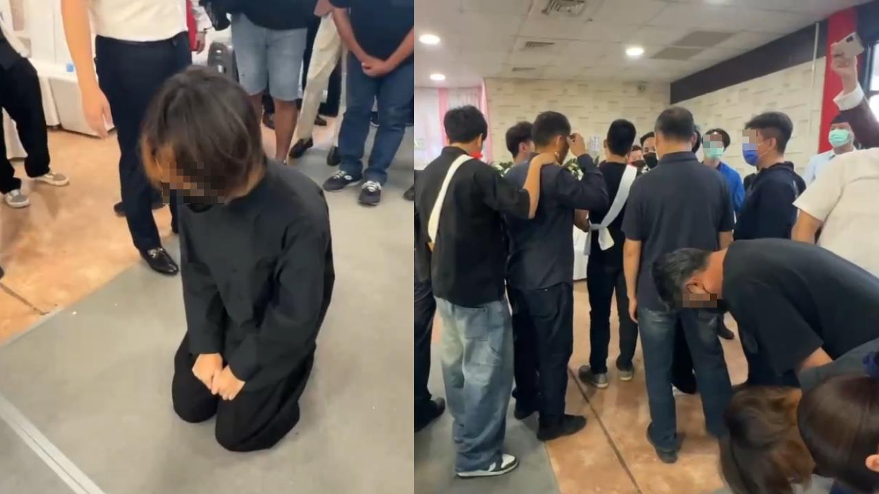 突現身女警告別式！女大生下跪「家屬轉身不看」親友當面嗆：沒誠意就不要進