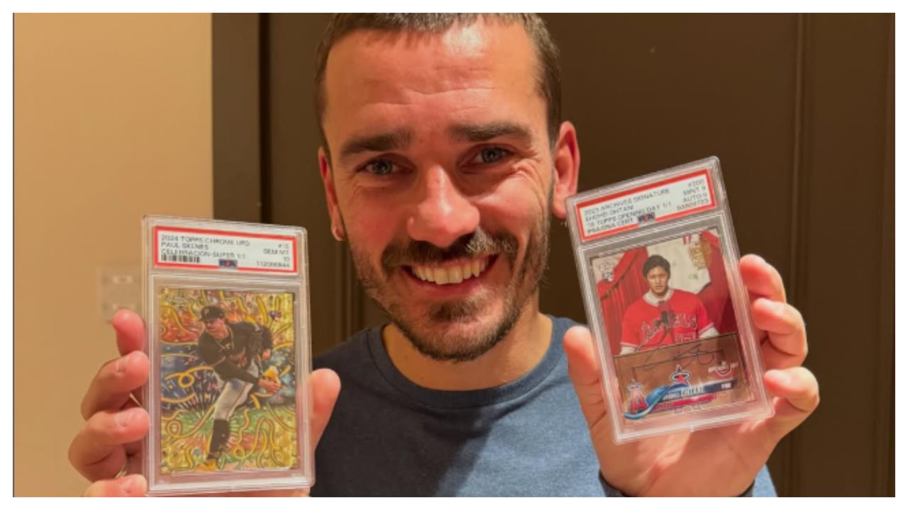 MLB(影)／歐洲足球明星也瘋大谷！格里茲曼開心秀出獨一無二棒球卡