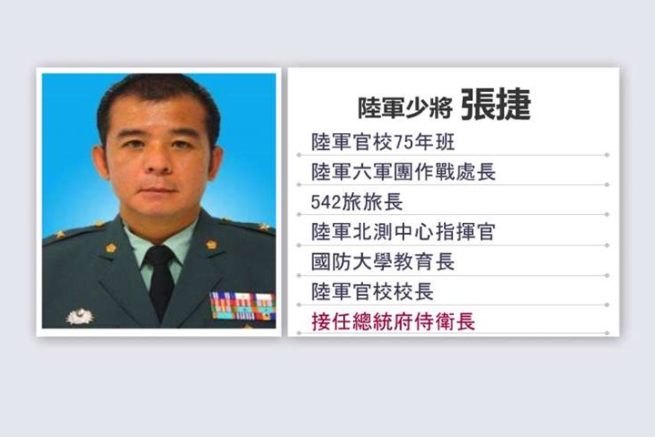 府侍衛長劉志斌卸任  陸軍張捷接任