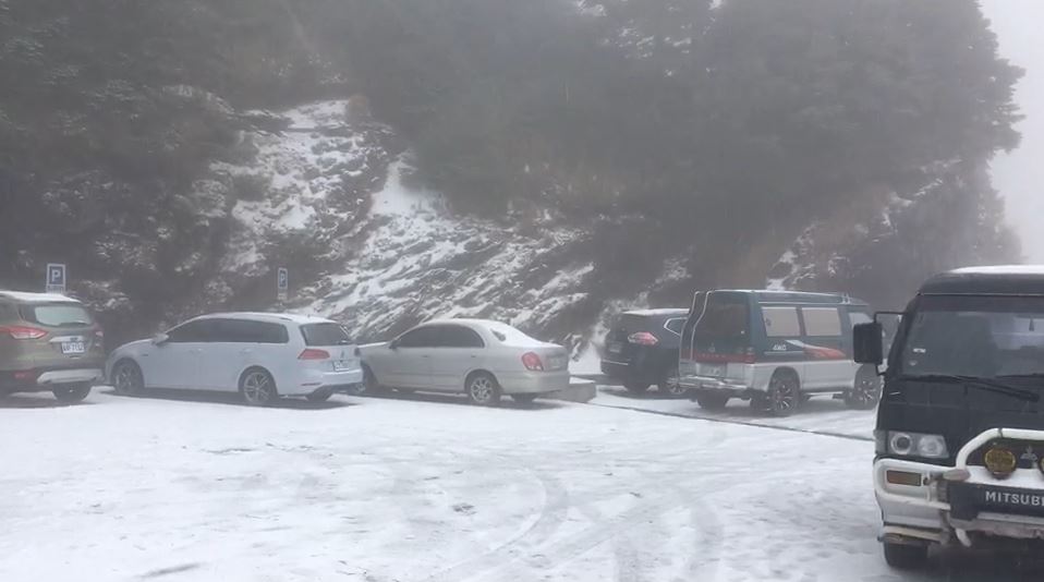 合歡山下雪了！山頭一片銀白世界民眾樂瘋